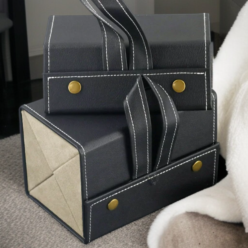  Caja de almacenamiento plegable de cuero para gafas con múltiples compartimentos