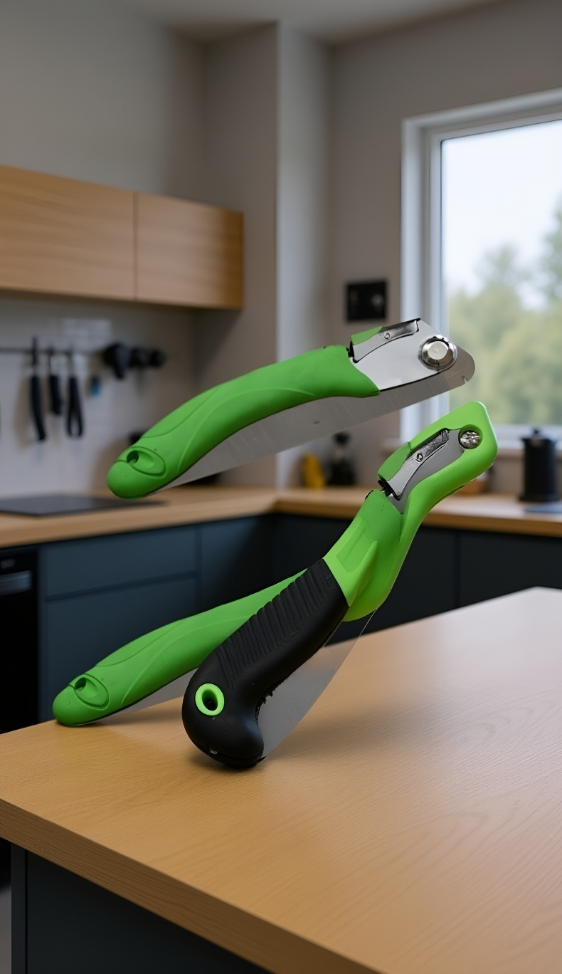 屋外作業に適した手鋸の使用例