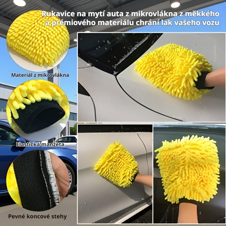 Velké zahuštěné rukavice na mytí auta s podšívkou