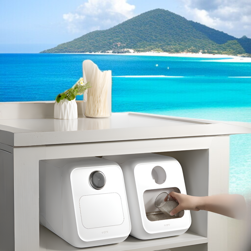 自動開閉米バケツ 10kg 重力逆流底開き 片手操作便利 家庭用 防虫・防湿 密閉食品グレード米箱 米瓶 クリエイティブ米粒 猫フード・犬フード保存容器