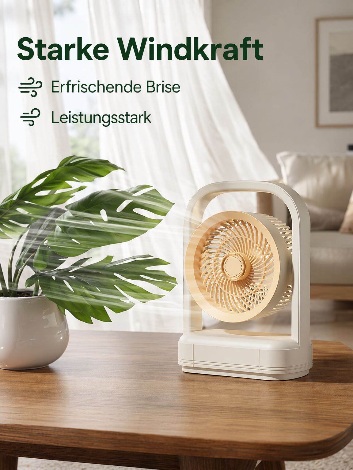 Tischventilator mit starker Windkraft und Beleuchtung