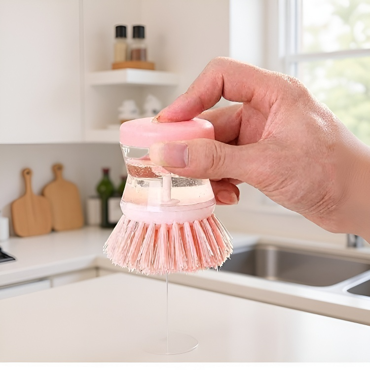 Topfreiniger Bürste mit Griff und Seifenbehälter