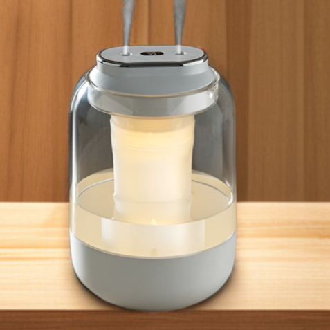 新しいダブルスプレー大容量加湿器家庭用寝室雰囲気ライト大霧量静音スプレーUSB清浄機