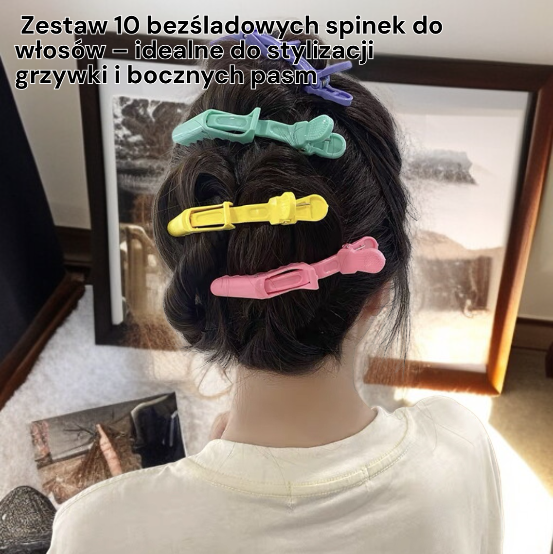 10 sztuk bezśladowych spinek do włosów, klamry do grzywki i boczne klipsy