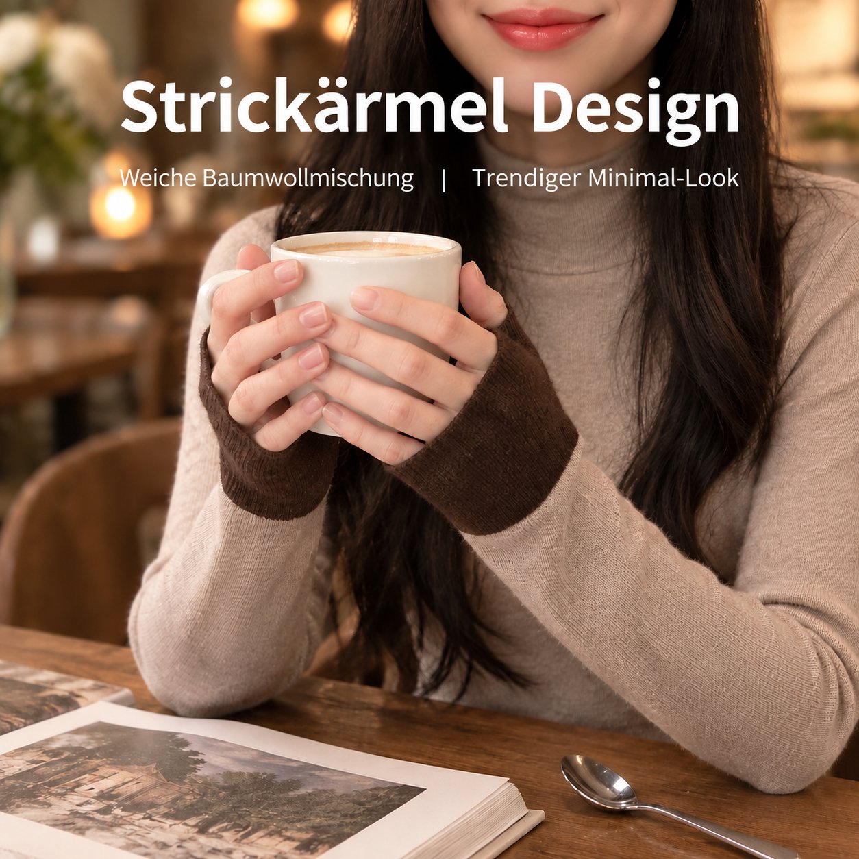 Damen Pullover mit Stehkragen und langen Ärmeln