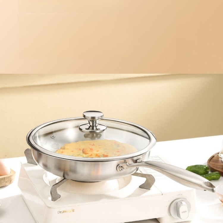  กระทะทอดสามชั้นสแตนเลสไร้สารเคลือบไม่ติดอาหาร