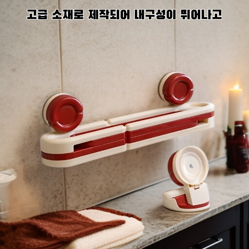 욕실에서 사용 중인 흡착식 선반 이미지