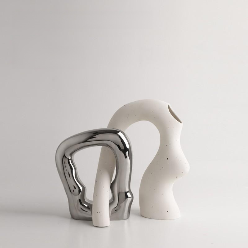 흰색 꽃병 예술 작품