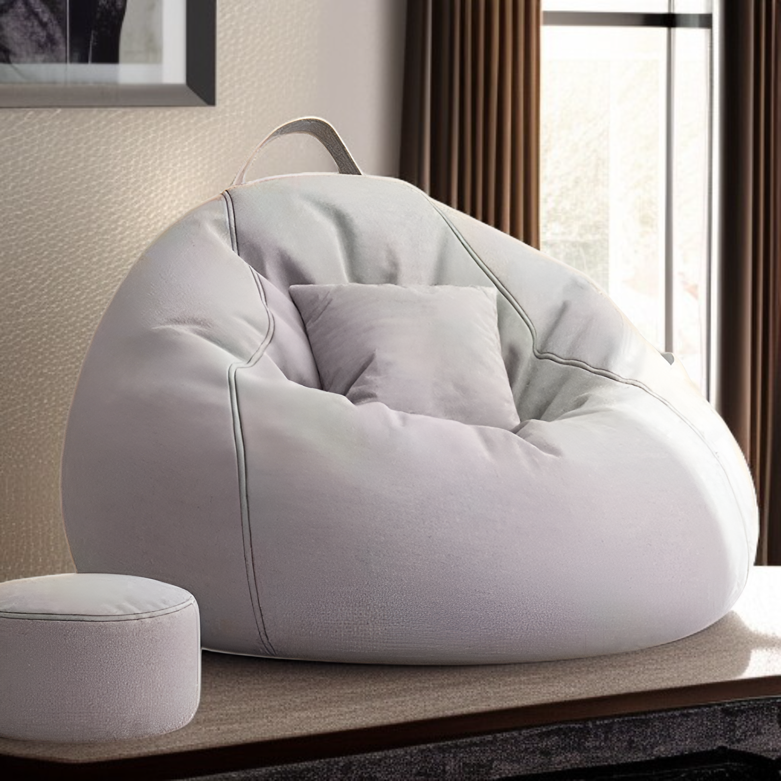 누워서 쉬거나 잠을 잘 때 사용할 수 있는 빈백 의자