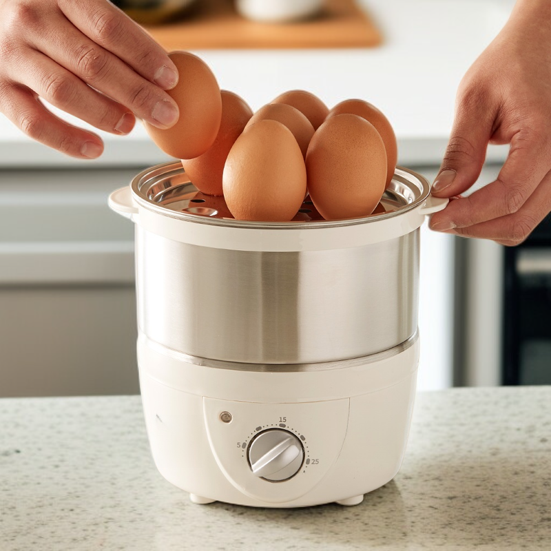 Edelstahl-Eier-Dampfkocher mit Schmortopf