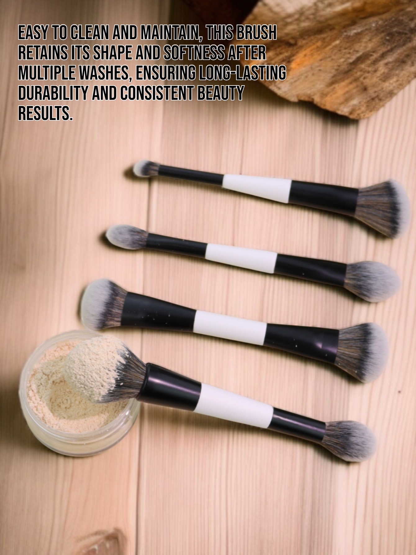 Elegant black and white makeup brush design