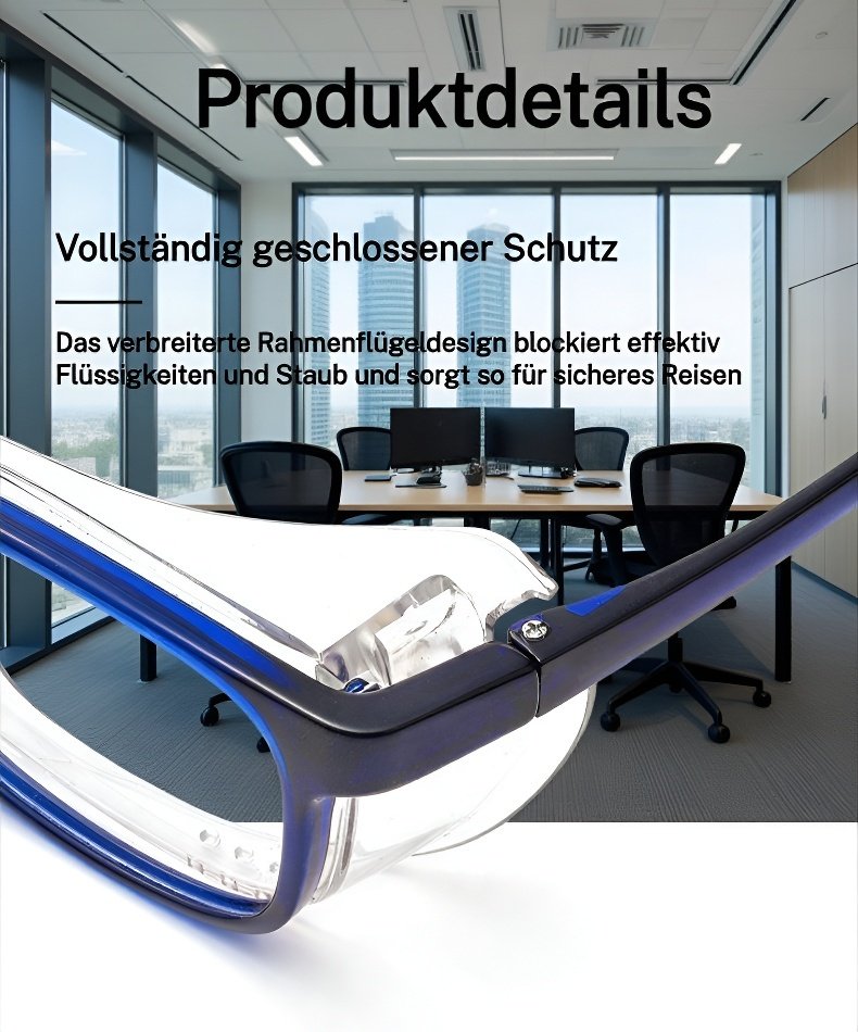 Detailansicht der pollensicheren Schutzbrille