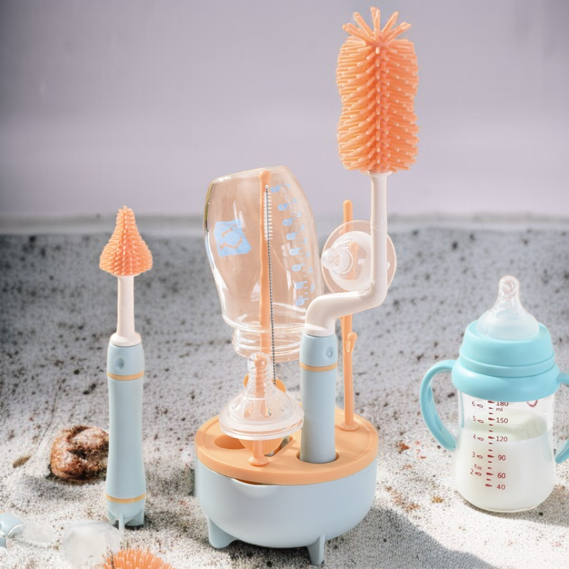 ロングハンドルボトルブラシセット 360度回転クリーニング 3色