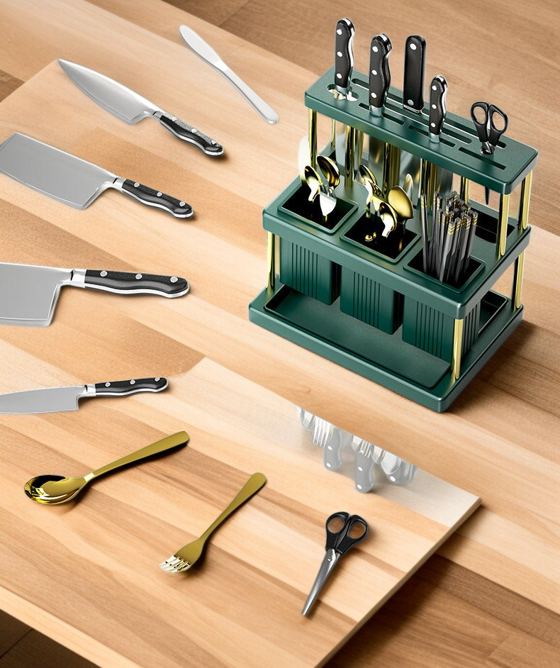 キッチンカウンター上の省スペース収納ラック