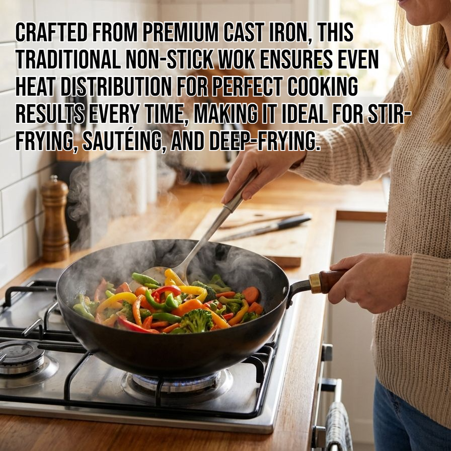 Traditional non-stick cast iron wok
