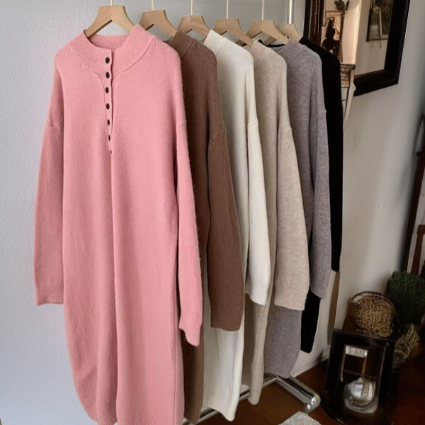 レディース秋冬シングルブレストロングセーター