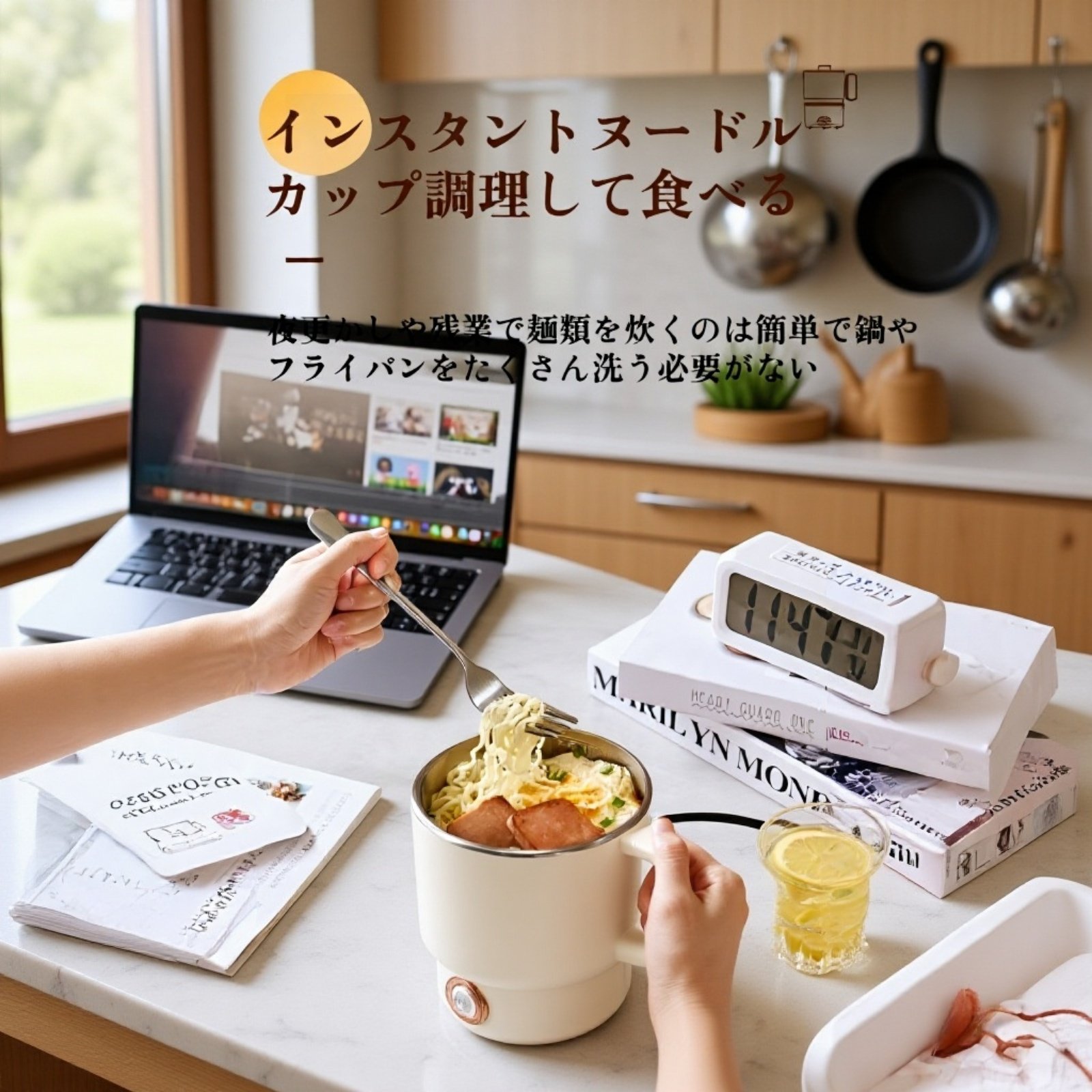 ステンレス製携帯折りたたみ電気ケトル