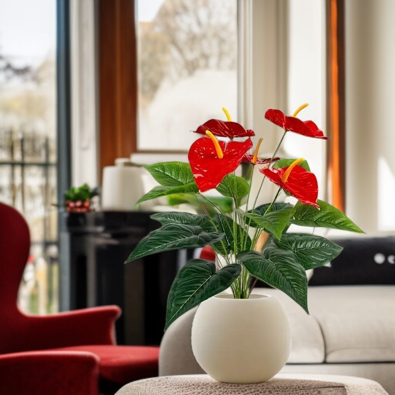 人工仿真紅掌花辦公室點綴
