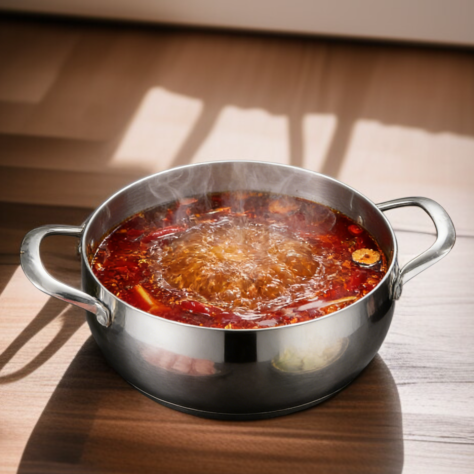 Apple design stainless steel pot lid detail