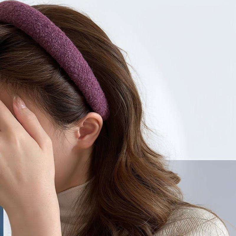 秋冬フレンチレトロカラフルウールハイクラウンヘッドバンド