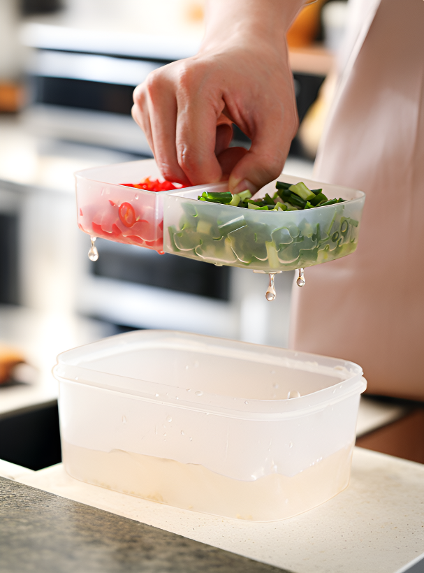 식재료 신선도 유지 이중 구조 보관용기