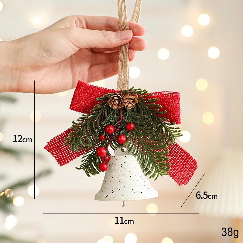 Holiday metal bell and bow ornament