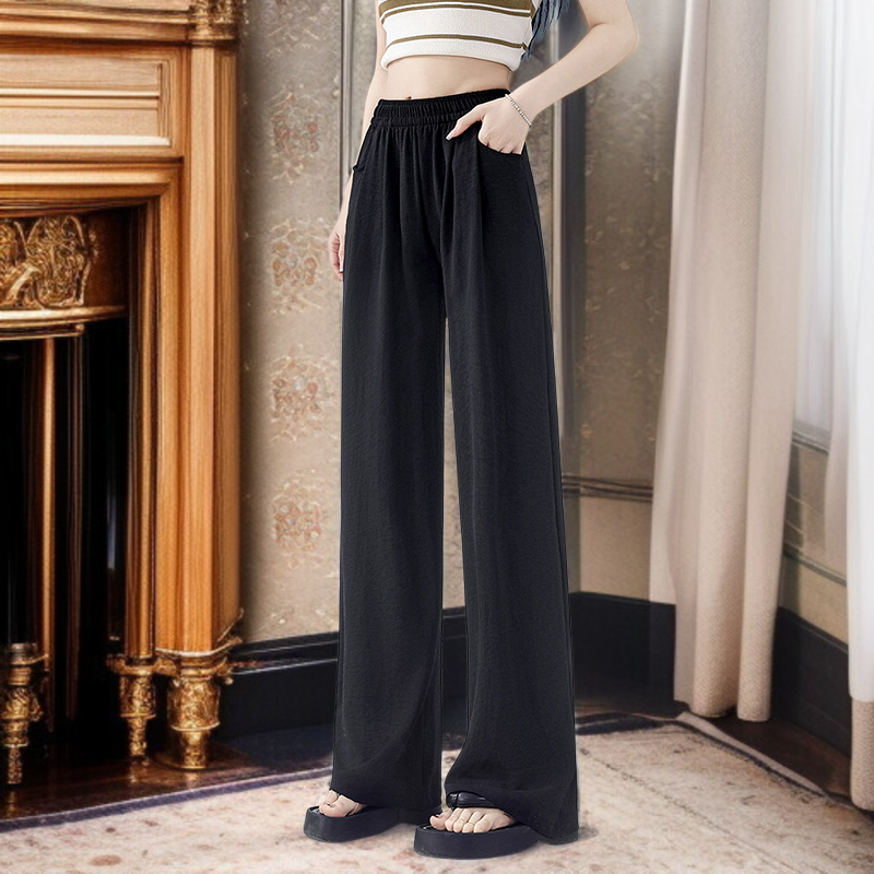 여름바지 여 하이웨스트 와이드 팬츠 마운틴 팬츠 아이스 와이드 팬츠 캐주얼 팬츠 와이드 팬츠 여 여름 봄바지 여 하이웨스트 아이스 와이드 팬츠