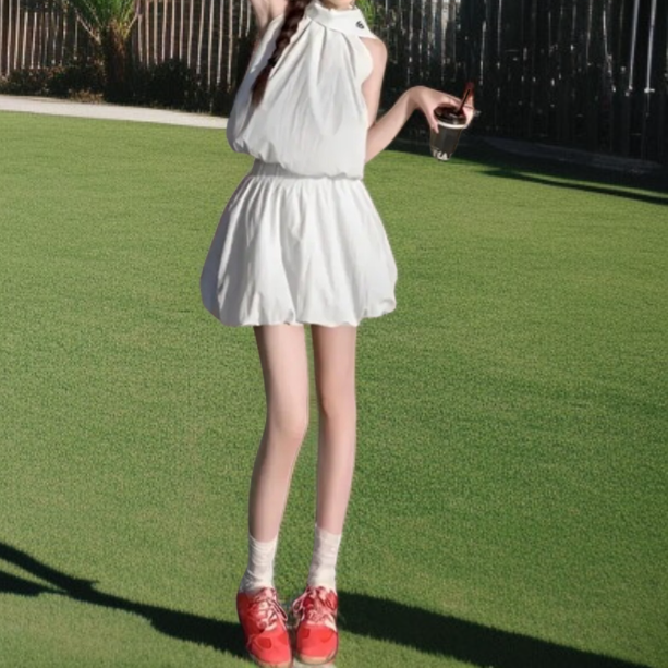 春夏秋韓国系ファッションふんわりバルーンミニスカート安全インナーパンツ付きウエストゴムポケット付き