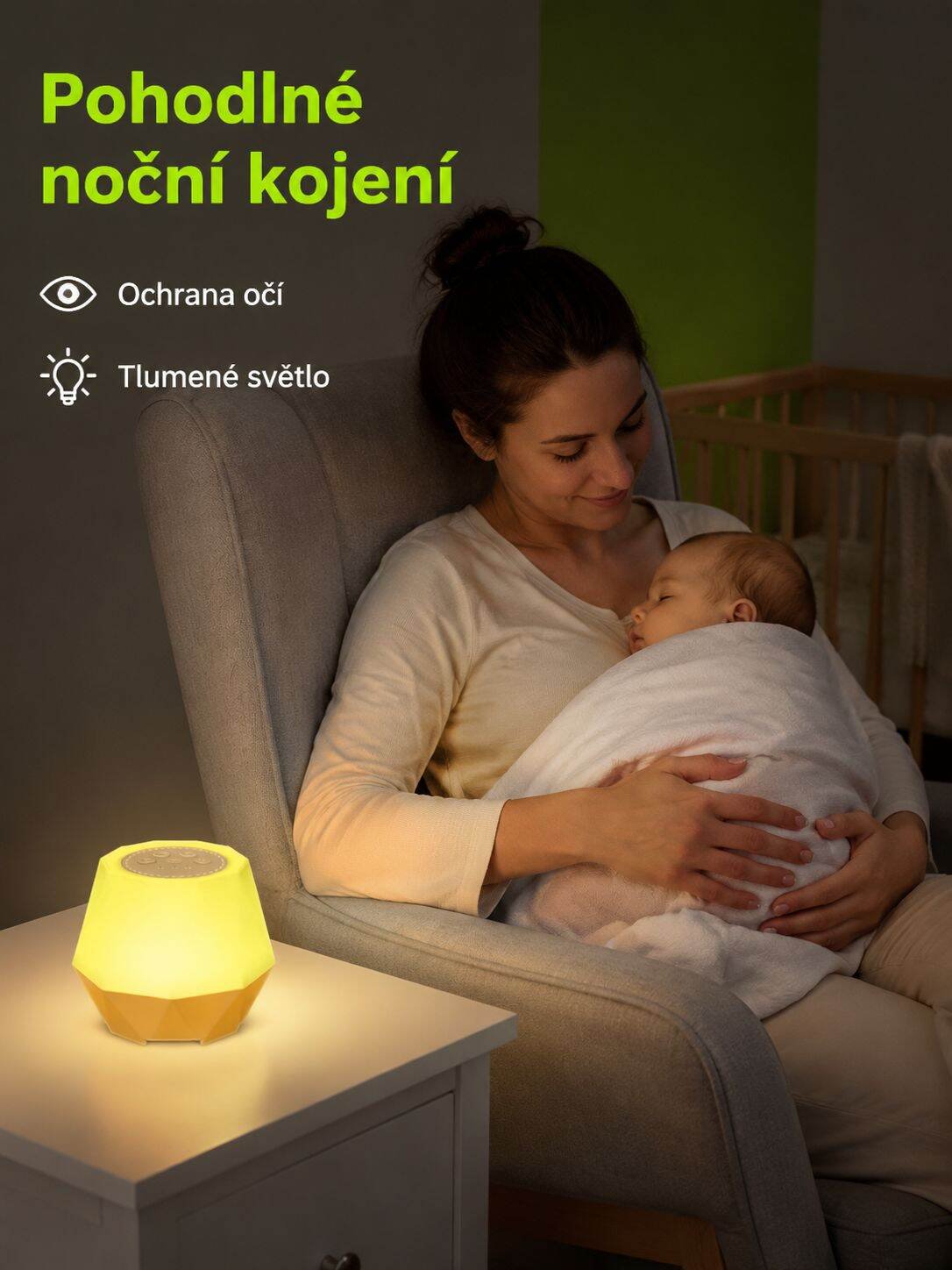 Chytré zařízení pro bílý šum na spaní, dobíjecí s nočním světlem