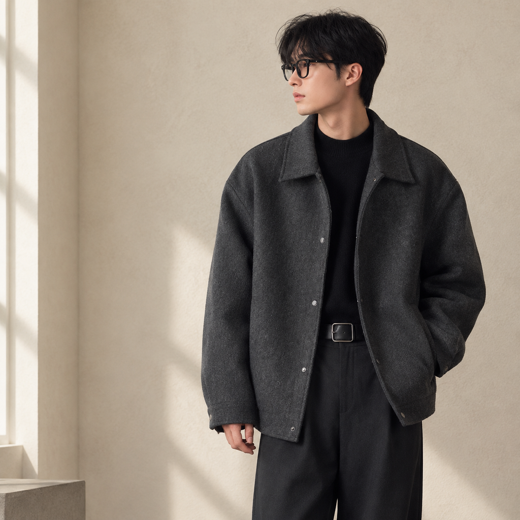 남자용 봄 가을 겨울 신상 카라 울 자켓