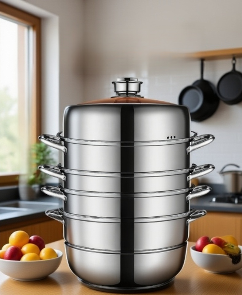 찜 요리 중인 304 스테인리스 스티머