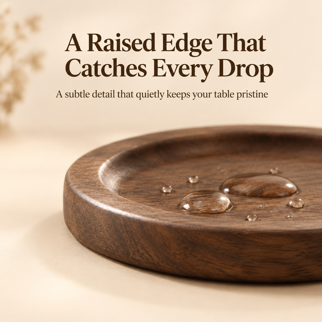 Japanese-style wooden round coaster set