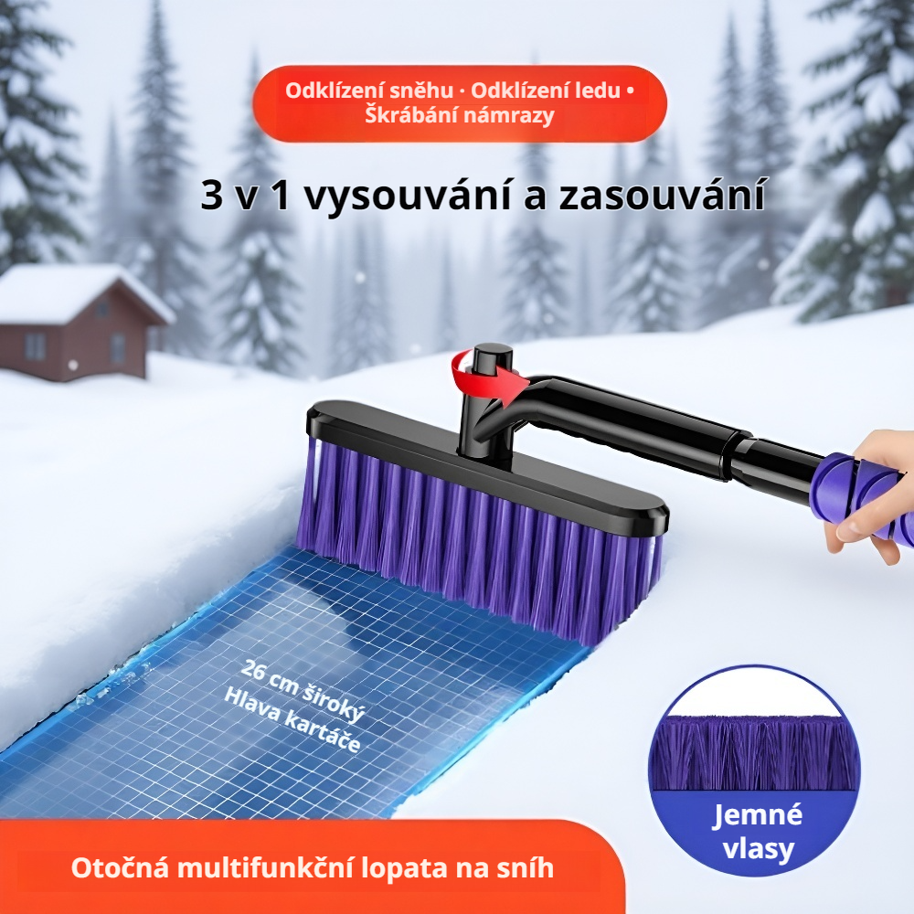  Přenosný multifunkční kartáč na sníh do auta s škrabkou na led