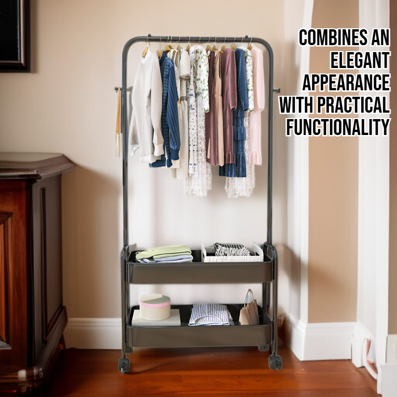 Multi-functional Nordic Style Standing Coat Rack, Mobile Clothes Storage Shelf for Home