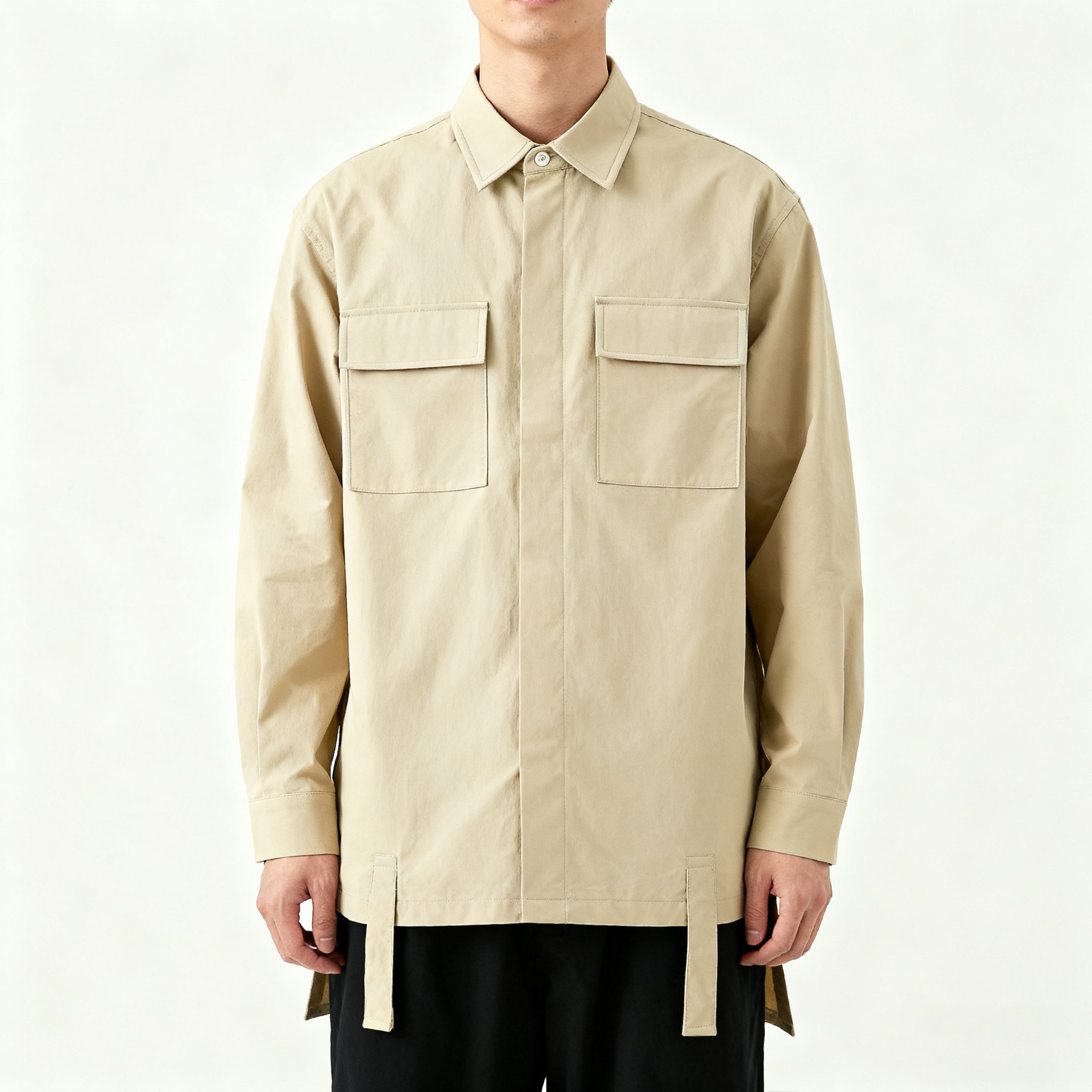 라이트 카키색 셔츠 재킷