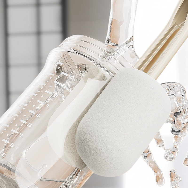 Cepillo especial de doble cabezal para limpiar vasos y biberones, diseño de mango largo