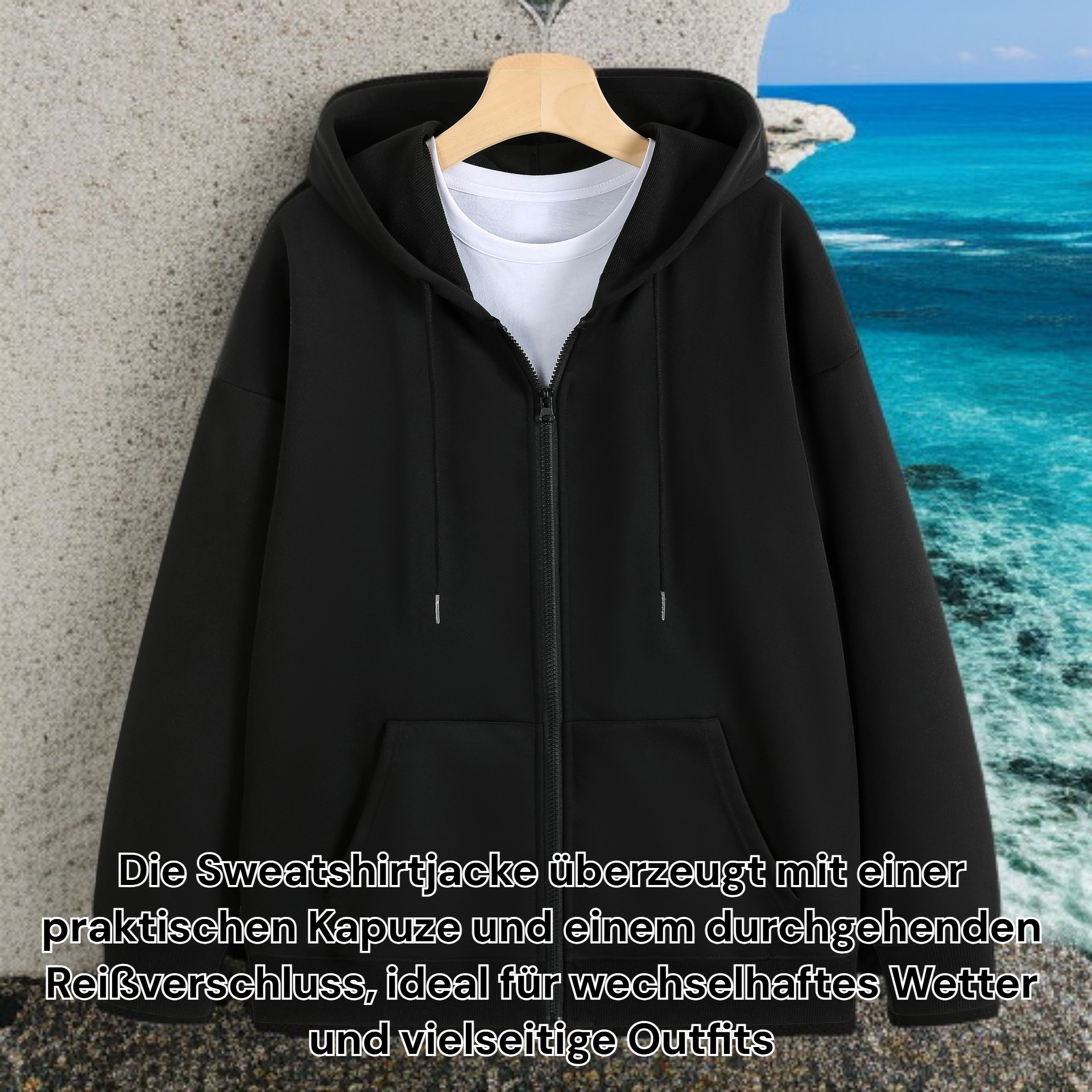 Sweatshirtjacke mit Kapuze und Reißverschluss
