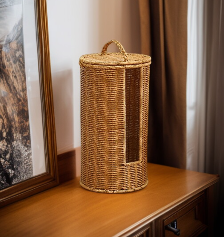 다용도 수납용 등나무 둥근 바구니