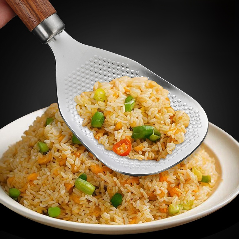 Stand-up stainless steel non-stick rice scoop