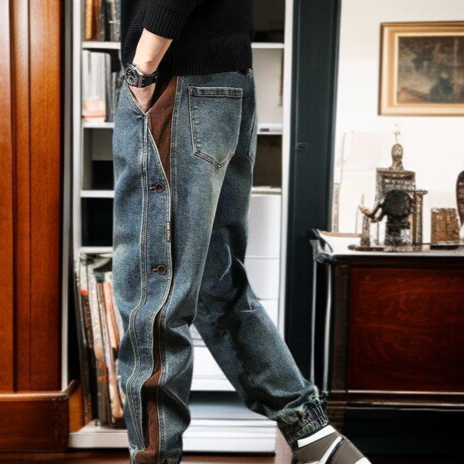 アメリカンハイストリート新作パッチワークカーゴパンツ メンズ 2025年秋ファッションブランド ルーズフィットカジュアルジョガーデニムパンツ