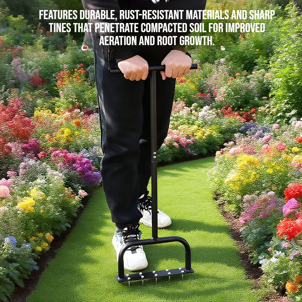 Standing garden soil loosening device