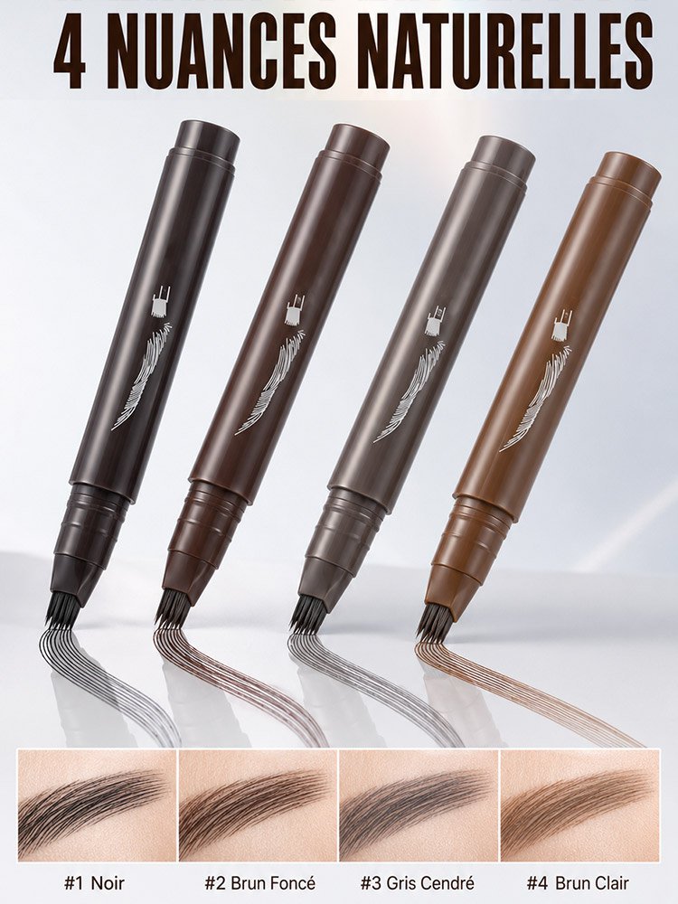 Crayon à sourcils imperméable à plusieurs pointes, tenue longue durée, sans bavure, sourcils définis