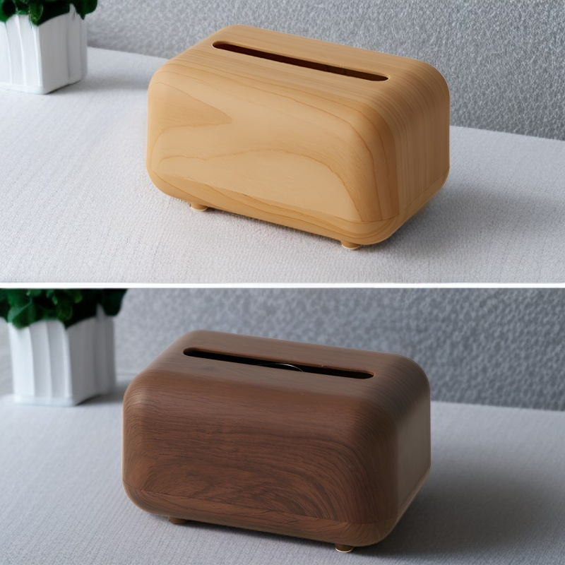 Boîte à mouchoirs effet bois naturel