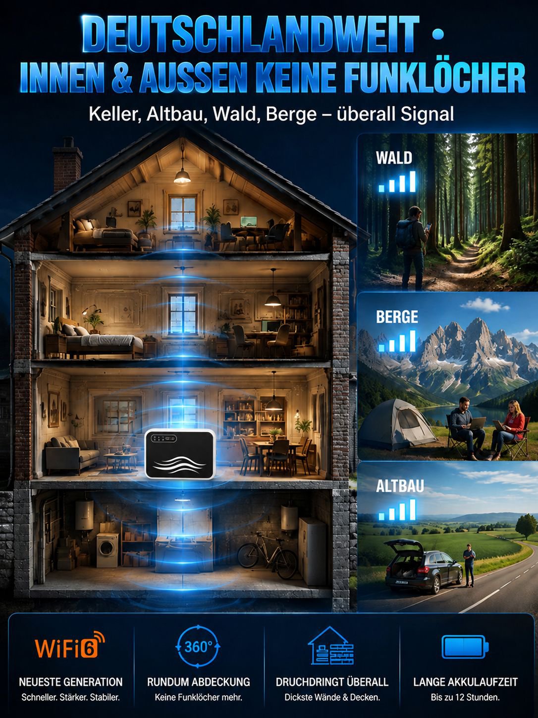 Mobiles Taschen-WLAN: Lückenloser Empfang – Bis zu 10 Geräte streamen mühelos in 4K!