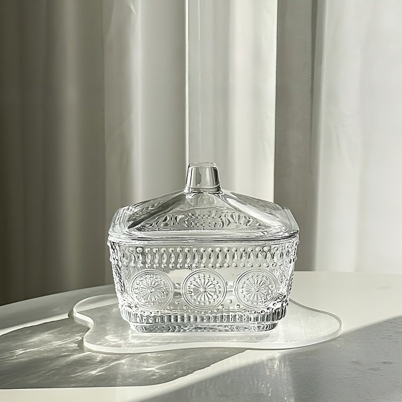 家庭用小型四角ガラスシリアルボウル デザート・フルーツボウル