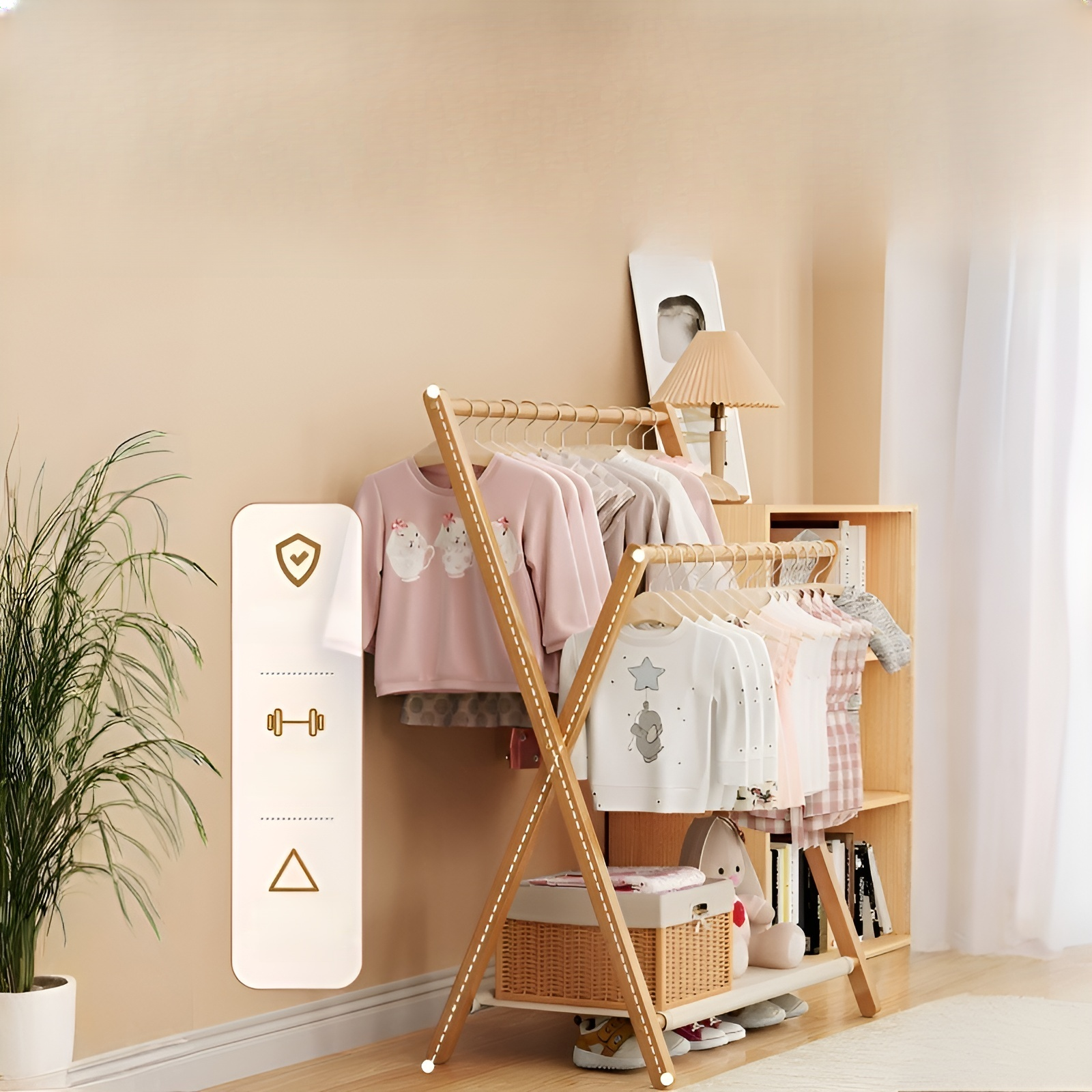 Perchero de Bambú Plegable para Interior