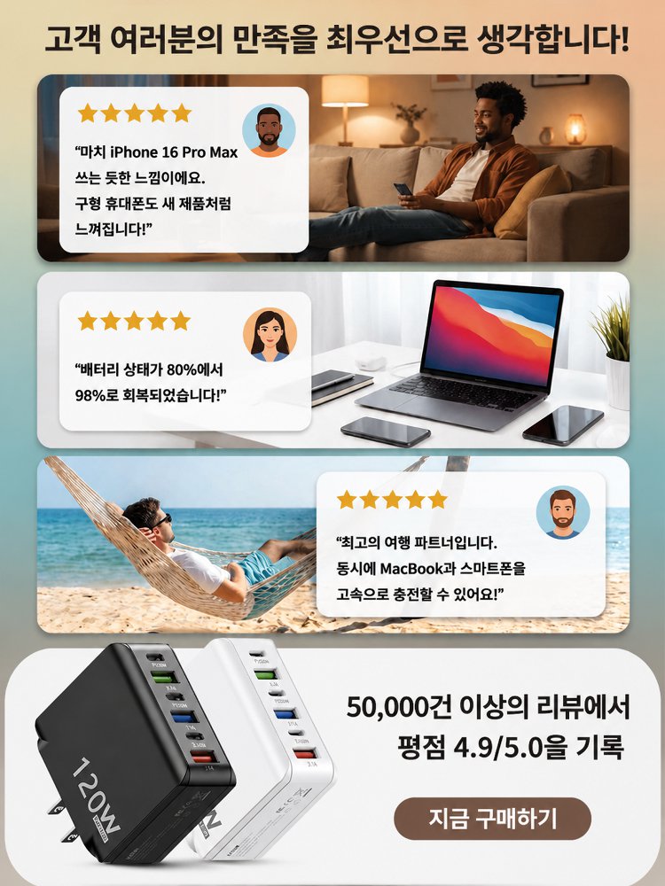 【휴대폰 본래 속도로 복원】6포트 고속 충전기