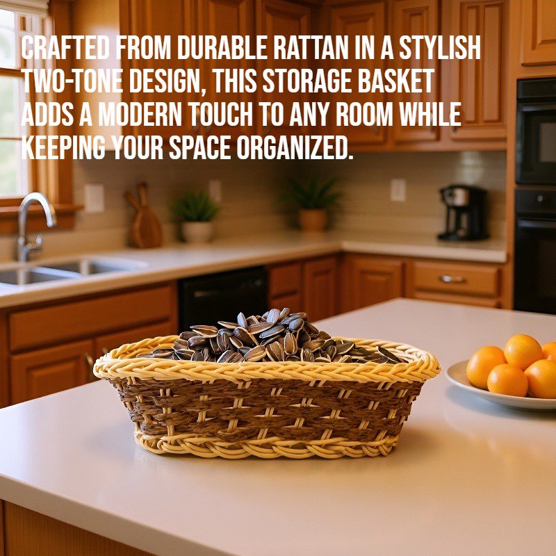 Two-color multi-functional rattan storage basket