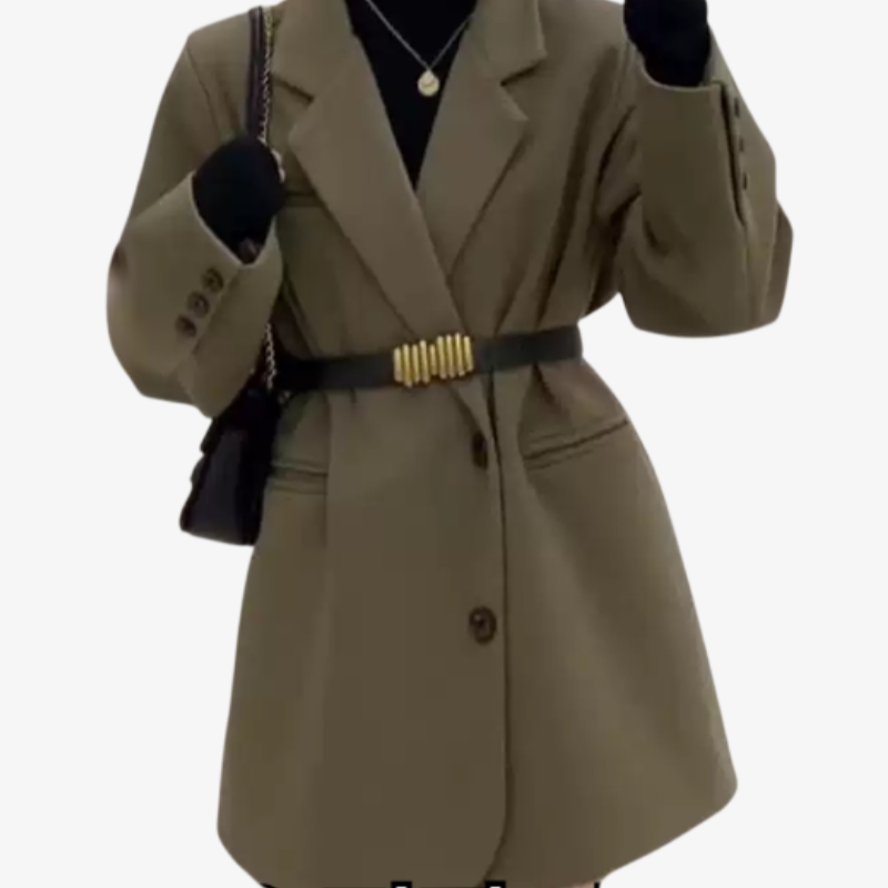 여성 모던 캐주얼 정장 코트 가을 겨울 모던 정장 상의 벨트 코트