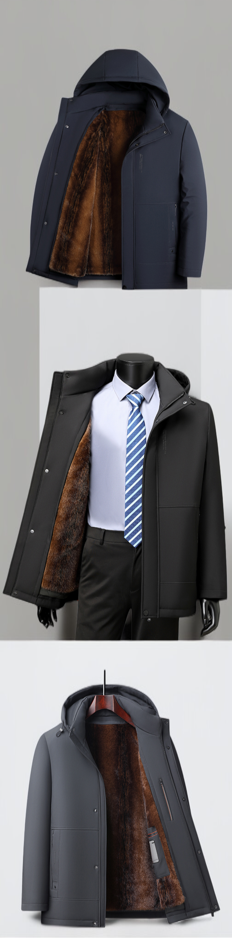 防風仕様の冬用コートの袖部分アップ